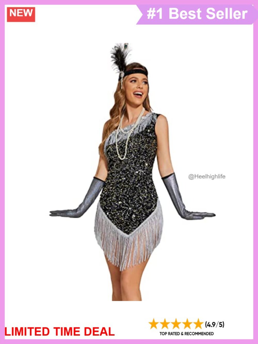 1920s Sequin Flapper Dress Gatsby Halloween Costume Set